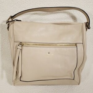 Kate Spade Shoulder Bag Women Large Beige Blush Leather Tassel Zip Hobo Handbag